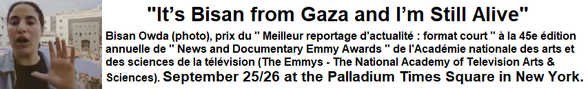 Bisan Owda : It's Bisan from Gaza and I'm Still Alive, 2024, News and Documentary Emmy Awards